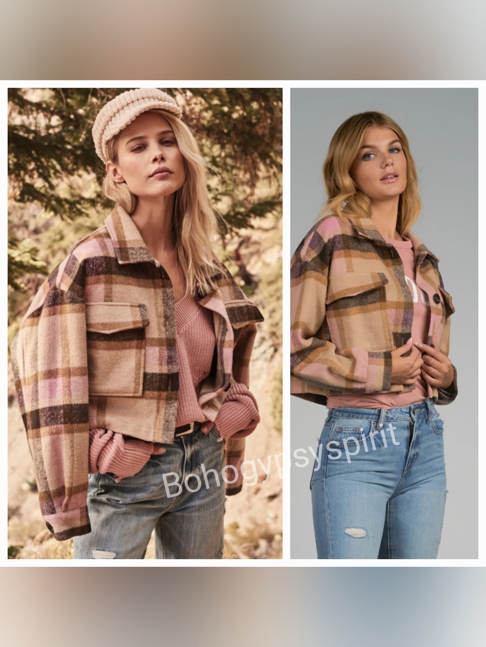 NWT $120 Elan Plaid Cropped Flannel Cropped Jacket